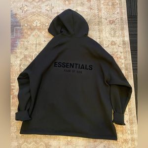 Essentials Fear Of God Relaxed Fit Black Hoodie